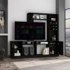 Latrou 6-Bottle 2-Door Entertainment Center Black Wengue