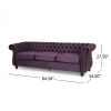 Luxurious 3-Seater Purple Velvet Sofa, Classic Design with Modern Elegance, Perfect for Sophisticated and Stylish Living Rooms, Plush Comfort and Dura