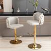 A&A Furniture,Swivel Barstools Adjusatble Seat Height, Modern PU Upholstered Bar Stools with the whole Back Tufted, for Home Pub and Kitchen Island(Be