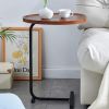 Brown C-shaped Side Table, Small Sofa Table for Living room