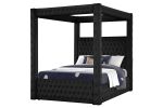 Monica luxurious Four-Poster Queen 4 Pc Bedroom Set Made with Wood in Black