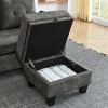 Sectional 3-Seaters Sofa ,Double-sided multi-functional footstool, storage mat , Non-slip leg, two pillows, Velvet, Dark grey