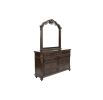 Traditional Formal Antique Cherry / Antique Walnut Unique Design Dresser w Mirror Drawers Storage Bedroom Furniture