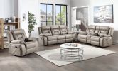 Tyson - Recliner Sofa With Drop Down Table - Pearl Silver