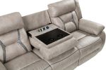 Tyson - Recliner Sofa With Drop Down Table - Pearl Silver