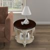 Living Room Coffee Table Set, Coffee Table & Two End Side Table 3-Piece Set for Office, Living Room, Apartment, Chipped White and Cherry Top.(color wr