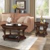 Living Room Coffee Table Set, Coffee Table & Two End Side Table 3-Piece Set for Office, Living Room, Apartment, Small Space, Easy Assembly, Cherry(col