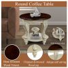 Living Room Coffee Table Set, Coffee Table & Two End Side Table 3-Piece Set for Office, Living Room, Apartment, Chipped White and Cherry Top.(color wr