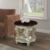 Living Room Coffee Table Set, Coffee Table & Two End Side Table 3-Piece Set for Office, Living Room, Apartment, Chipped White and Cherry Top.(color wr