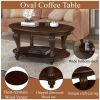 Living Room Coffee Table Set, Coffee Table & Two End Side Table 3-Piece Set for Office, Living Room, Apartment, Small Space, Easy Assembly, Cherry(col