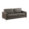 Elegant Modern Style 2pc Sofa Set Brownish Gray Polished Microfiber Upholstery Sofa Loveseat Set Solid Wood Living Room Furniture Silver Finish Metal