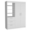 Kenya 3 Drawers Armoire, Double Door, 3-Tier Shelf -White