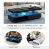 U-Can LED Coffee Table with Storage, Modern Center Table with 2 Drawers and Display Shelves, Accent Furniture with LED Lights for Living Room,Black