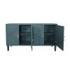 Stylish and Functional 4-Door Storage Cabinet with Pine Legs and MDF, for Living Room Bedroom,and Kitchen, Olive Green, Forest Green, Blue