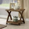 Transitional 3pc Table set Occasional Tables Living Room 1x Coffee Table And 2x End Tables Plank Style Top Antique Light Oak