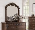 Traditional Formal Antique Cherry / Antique Walnut Unique Design Dresser w Mirror Drawers Storage Bedroom Furniture