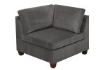 Living Room Furniture Gray Chenille Modular Sectional 7pc Set Modular Sofa Set Couch 3x Corner Wedge 3x Armless Chairs and 1x Ottoman Plywood