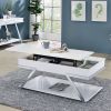 Contemporary Style White 1pc Coffee Table Lift Top Design High Gloss Finish Chrome Frame Living Room Furniture