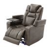 Power Motion Recliner with USB Charging Port and Hidden Arm Storage, Home Theater Seating with 2 Convenient Cup Holders Design and 360¬∞ Swivel Tray T