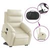 Electric Stand up Massage Recliner Chair Cream Faux Leather