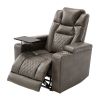 Power Motion Recliner with USB Charging Port and Hidden Arm Storage, Home Theater Seating with 2 Convenient Cup Holders Design and 360¬∞ Swivel Tray T