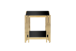 Woker Furniture 20" Wide Square End Table with Black Glass Top, Golden Stainless Steel Tempered Glass End Table for Living Room&Bed Room