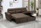 Ashton 96" Saddle Brown Microfiber Reversible Sleeper Sectional Sofa Chaise