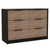 2 Piece Bedroom Set, Egeo 4 Drawer Dresser + Omaha Nightstand, Black / Pine