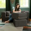 Jaxx Zipline Convertible Sleeper Loveseat & Ottomans, Textured Microvelvet - Charcoal