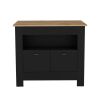 Kitchen Island Geneva, Kitchen, Black / Macadamia