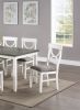 Dining Room Furniture White 6pc Dining Set Table 4 Side Chairs and A Bench Rubberwood MDF