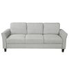 3-Seat Sofa Living Room Linen Fabric Sofa (Light Gray)