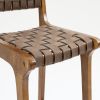 Breathe Leather Woven Counter Height Stool Kitchen Wooden Barstools, 24 inch Seat Height Set of 2