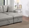 Light Gray Faux Leather Convertible Sectional Sofa Pull out Bed Couch Storage Chaise Tufted Reversible 2pc Sectional Living Room