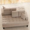 [New+Video]Deep Tufted Upholstered Textured Fabric 2 pieces Chaise Lounge set,2 Toss Pillow included,Living room Bedroom Use,Warm Grey