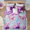 Watercolor Tie Dye Printed Comforter Set with Throw Pillow