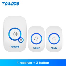 Home Wireless Doorbell 433Mhz Welcome Friend Smart Doorbell 150Meters Long Distance 32 Songs 4 Level Volumes Door Chimes (Color: White Color Kit 2, Plug Type: US plug)