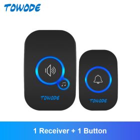 Home Wireless Doorbell 433Mhz Welcome Friend Smart Doorbell 150Meters Long Distance 32 Songs 4 Level Volumes Door Chimes (Color: Black Color Kit 1, Plug Type: US plug)