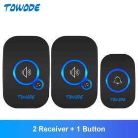 Home Wireless Doorbell 433Mhz Welcome Friend Smart Doorbell 150Meters Long Distance 32 Songs 4 Level Volumes Door Chimes (Color: Black Color Kit 3, Plug Type: US plug)