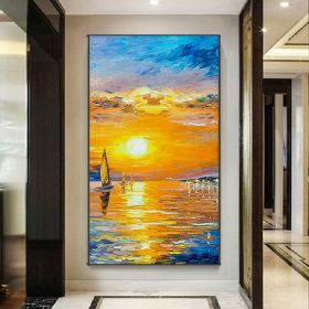 Handmade Oil Painting Modern Oil Painting On Canvas Abstract Oil Painting Hand Painted Large Wall Art For Living Room Hallway Bedroom Luxurious Decora (style: 1, size: 75x150cm)