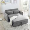 MH" Sleeper Sofa Bed w/USB Port, 3-in-1 adjustable sleeper with pull-out bed, 2 lumbar pillows and side pocket, soft velvet convertible sleeper sofa b