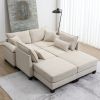 [VIDEO provided][New]Wide Seat Corduroy Modular Sectional Sofa Bed,Sleeper Couch Set with Armrest Pillow,6 Seat Free Combination Sofa with Ottomans,Ov