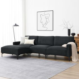 [VIDEO provided] [New] 103.5*59" Modern L-shaped Sectional Sofa, 4-seat Velvet Fabric Couch Set with Convertible Ottoman,Freely Combinable Sofa for Li (Color: as Pic)