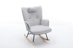 35.5 inch Rocking Chair, Soft Houndstooth Fabric Leather Fabric Rocking Chair for Nursery, Comfy Wingback Glider Rocker with Safe Solid Wood Base for