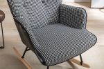 35.5 inch Rocking Chair, Soft Houndstooth Fabric Leather Fabric Rocking Chair for Nursery, Comfy Wingback Glider Rocker with Safe Solid Wood Base for