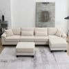 [VIDEO provided][New]Wide Seat Corduroy Modular Sectional Sofa Bed,Sleeper Couch Set with Armrest Pillow,6 Seat Free Combination Sofa with Ottomans,Ov