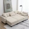 [VIDEO provided][New]Wide Seat Corduroy Modular Sectional Sofa Bed,Sleeper Couch Set with Armrest Pillow,6 Seat Free Combination Sofa with Ottomans,Ov