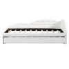 Twin Size PU Upholstered Tufted Daybed with Trundle and Cloud Shaped Guardrail