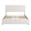 Queen Size Upholstery Platform Bed with Four Drawers on Two Sides, Adjustable Headboard