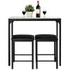 3 Pieces Counter Height Dining Set Faux Marble Table